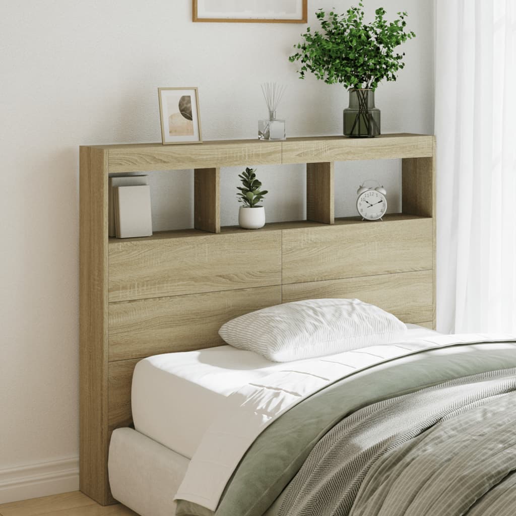 Hodegavl skap med LED sonoma eik 120x17x102 cm