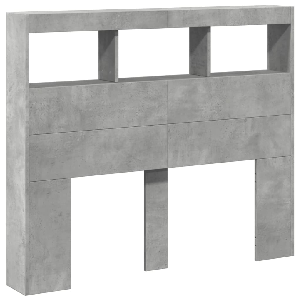 Hodegavl skap med LED betonggrå 120x17x102 cm