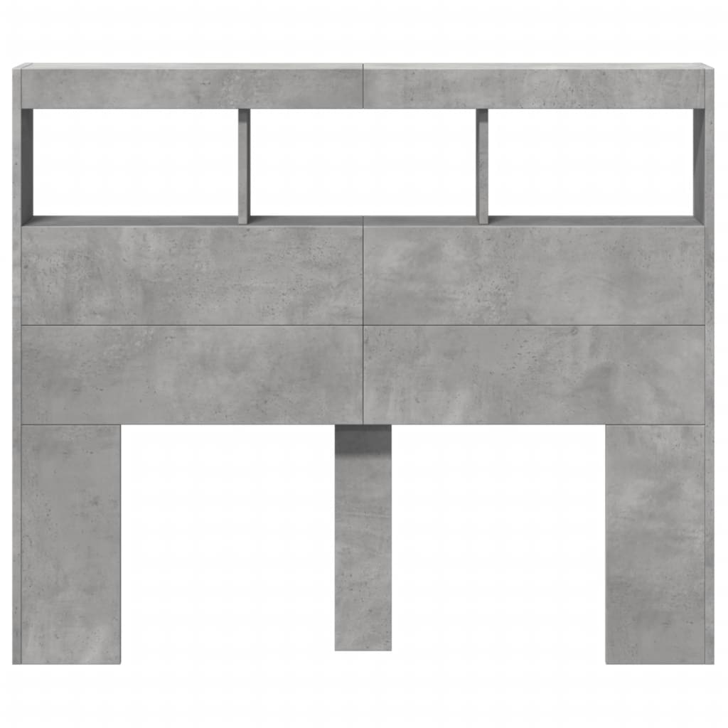 Hodegavl skap med LED betonggrå 120x17x102 cm