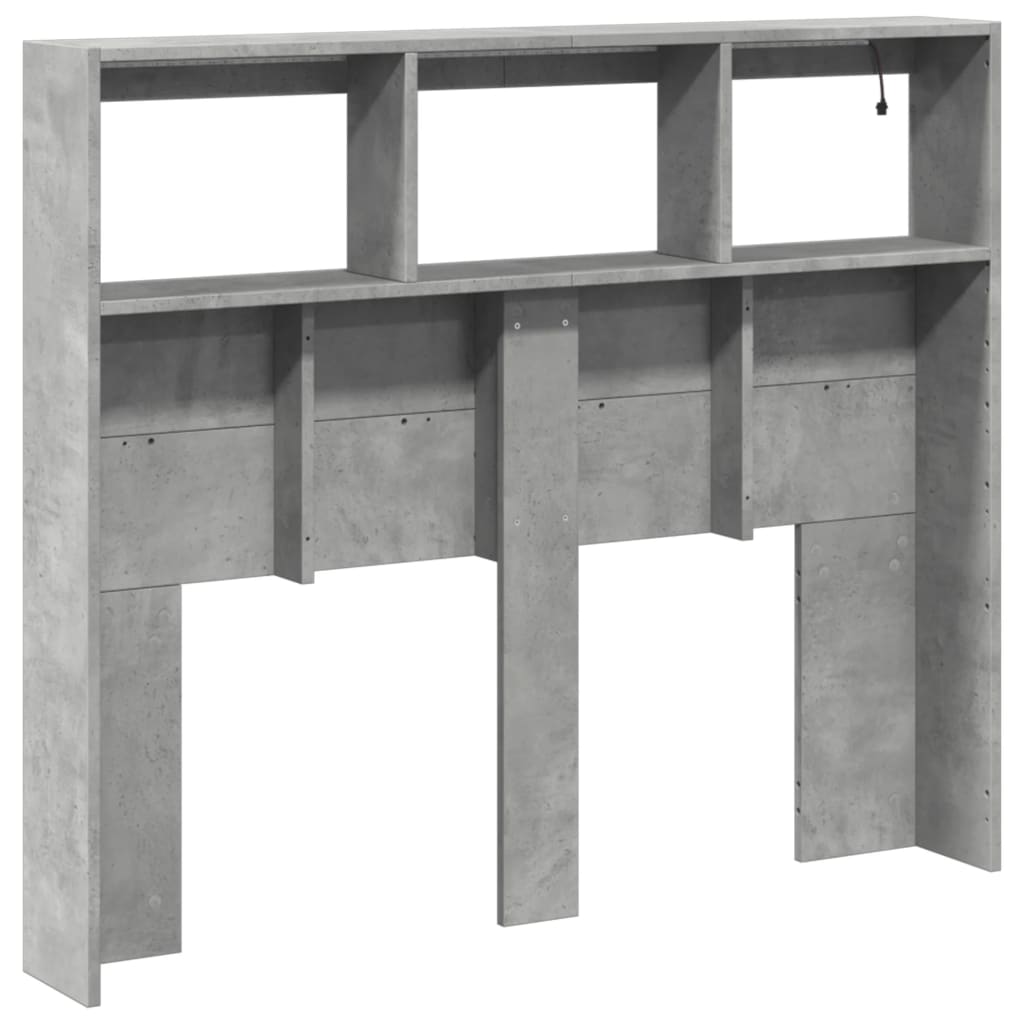 Hodegavl skap med LED betonggrå 120x17x102 cm
