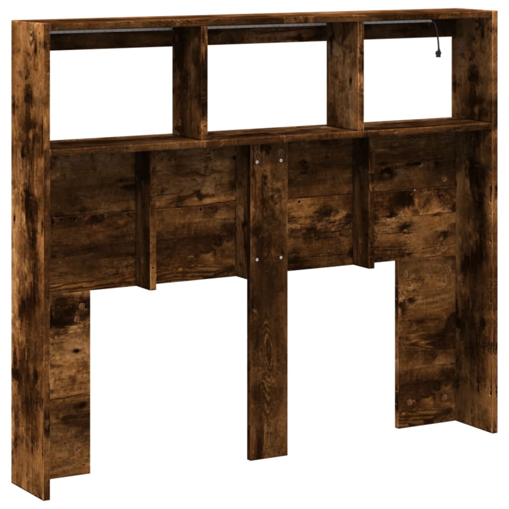 Hodegavl skap med LED røkt eik 120x17x102 cm