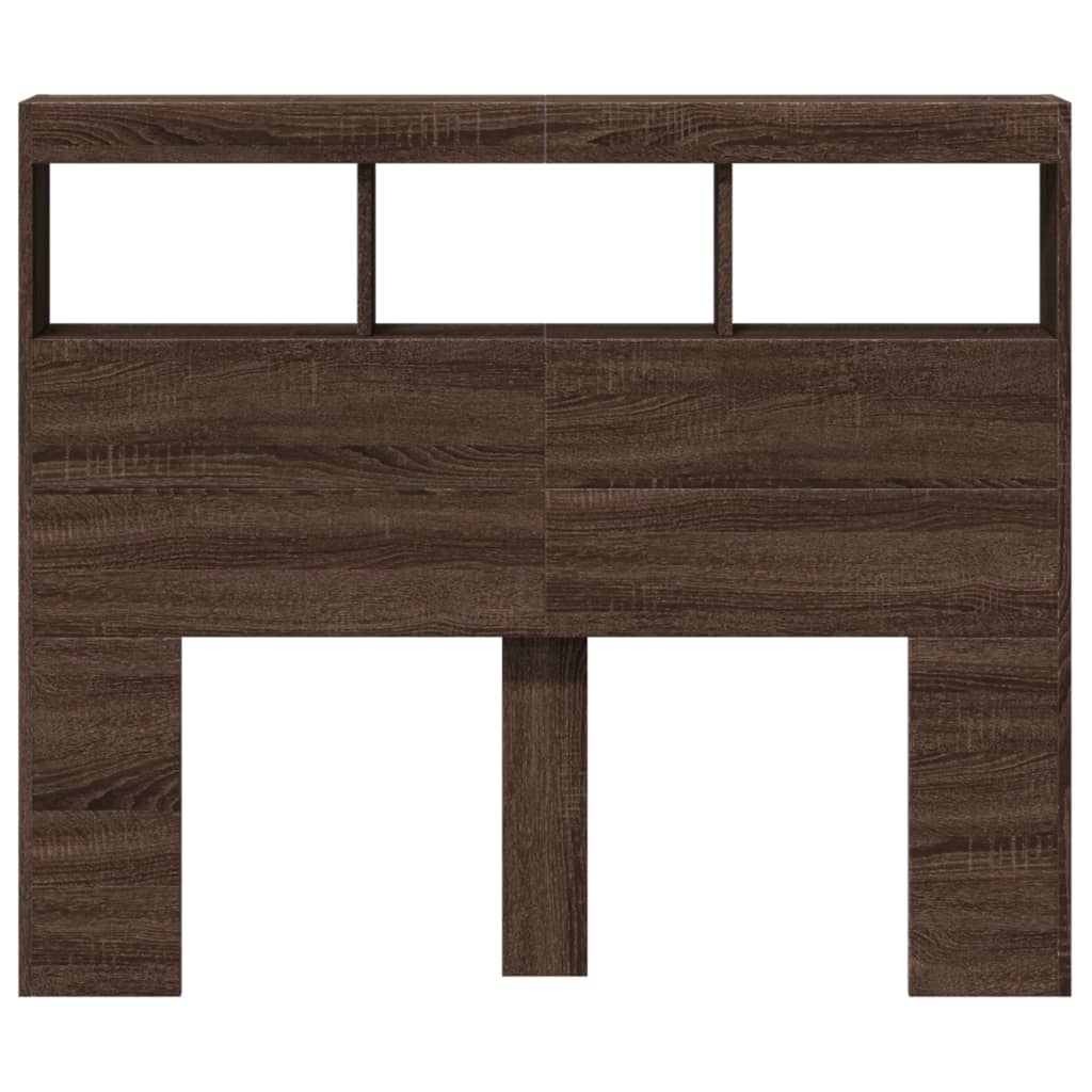 Hodegavl skap med LED brun eik 120x17x102 cm