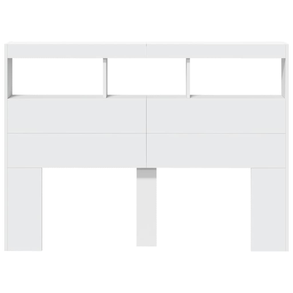 Hodegavl skap med LED hvit 140x17x102 cm