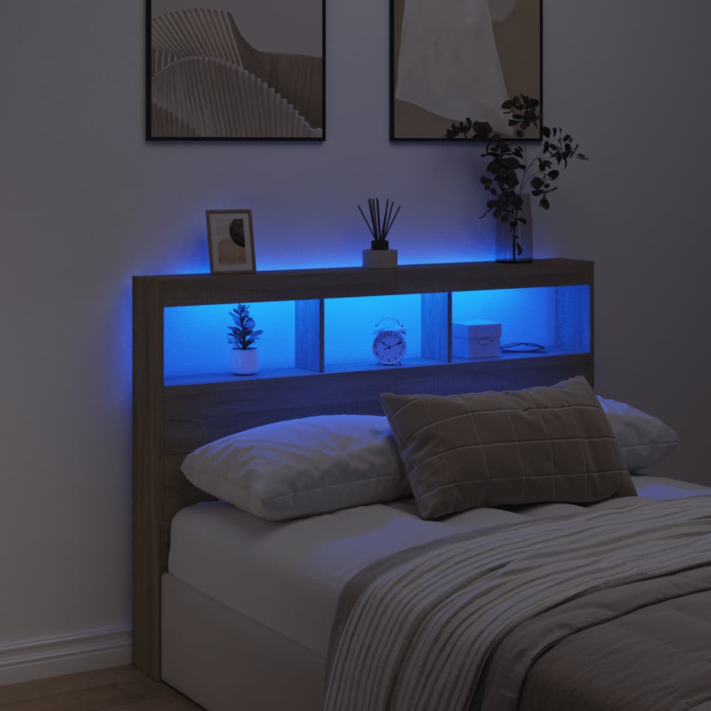 Hodegavl skap med LED sonoma eik 140x17x102 cm