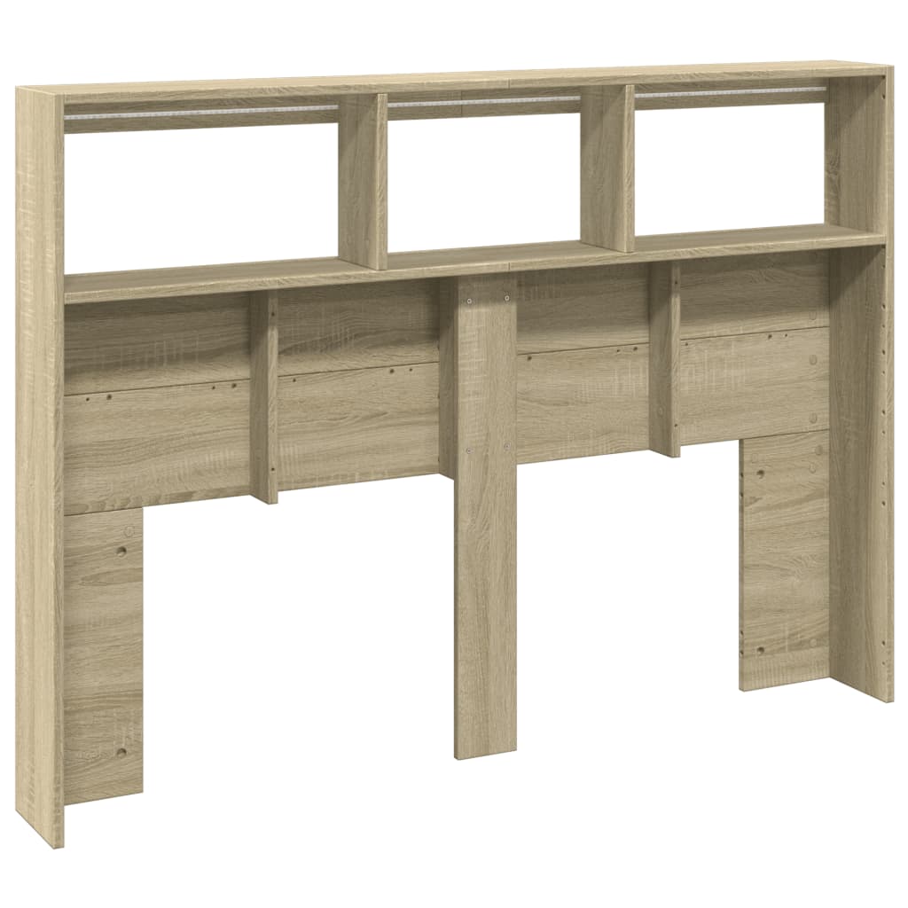 Hodegavl skap med LED sonoma eik 140x17x102 cm