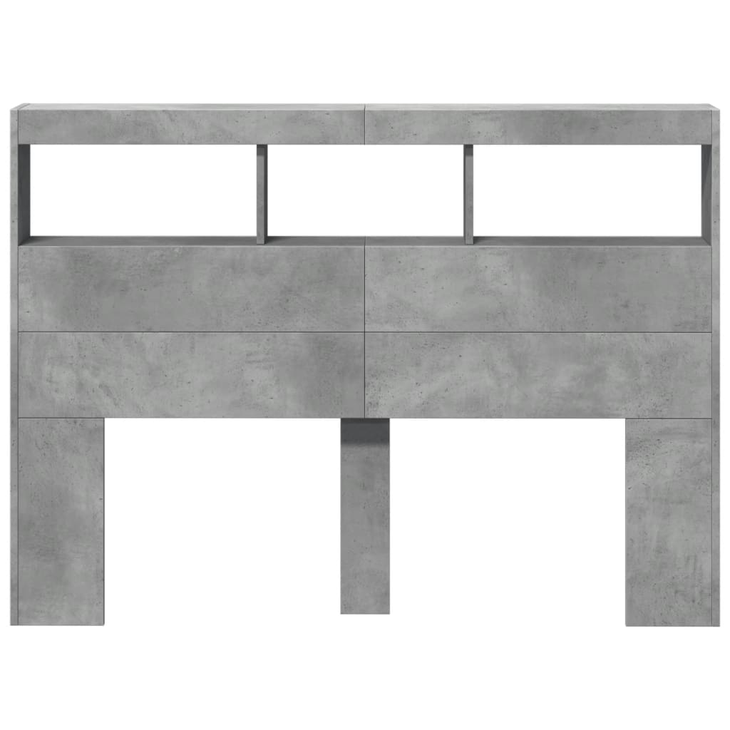 Hodegavl skap med LED betonggrå 140x17x102 cm