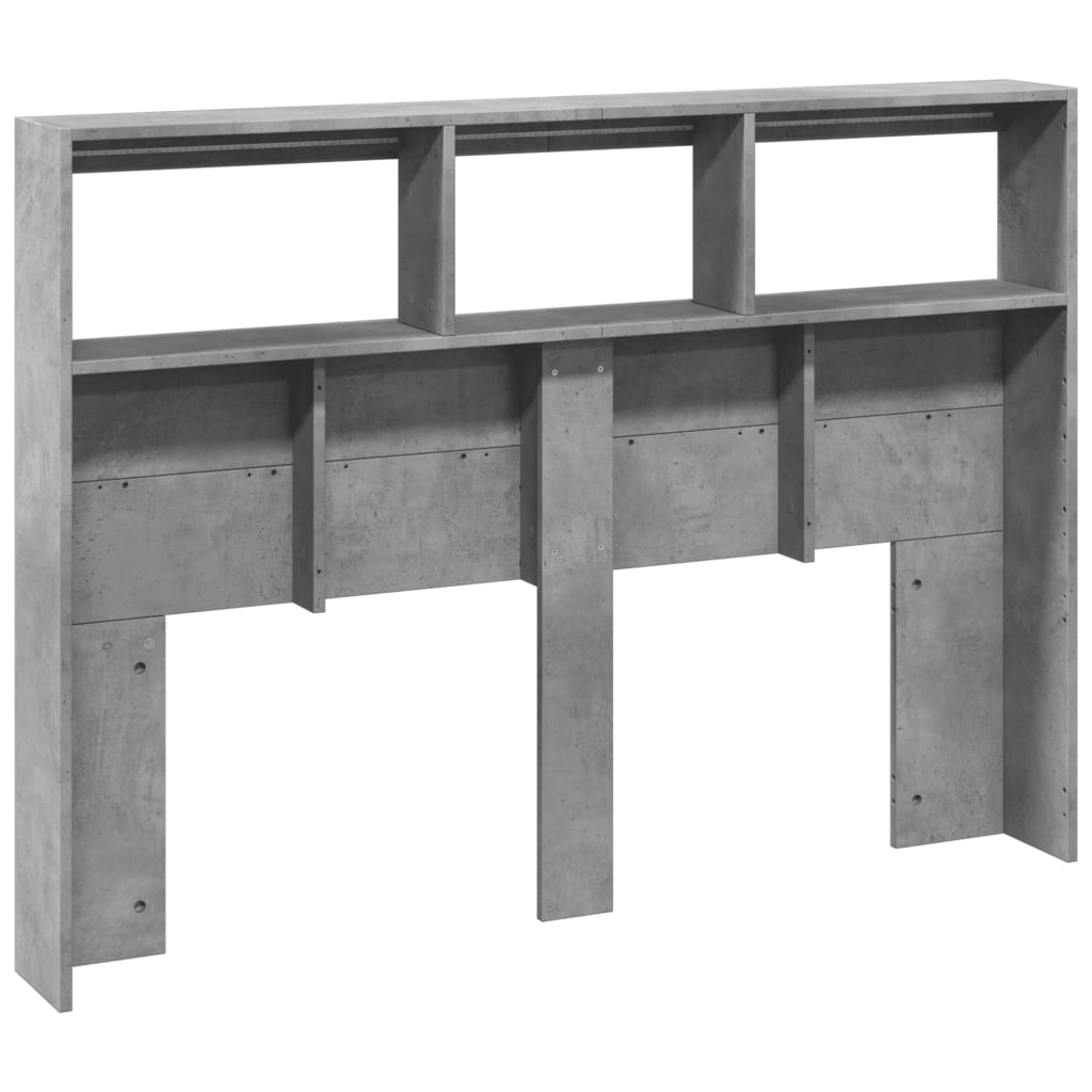 Hodegavl skap med LED betonggrå 140x17x102 cm