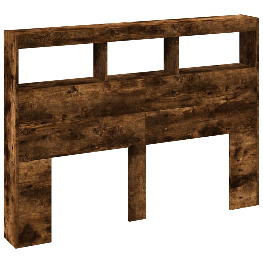 Hodegavl skap med LED røkt eik 140x17x102 cm