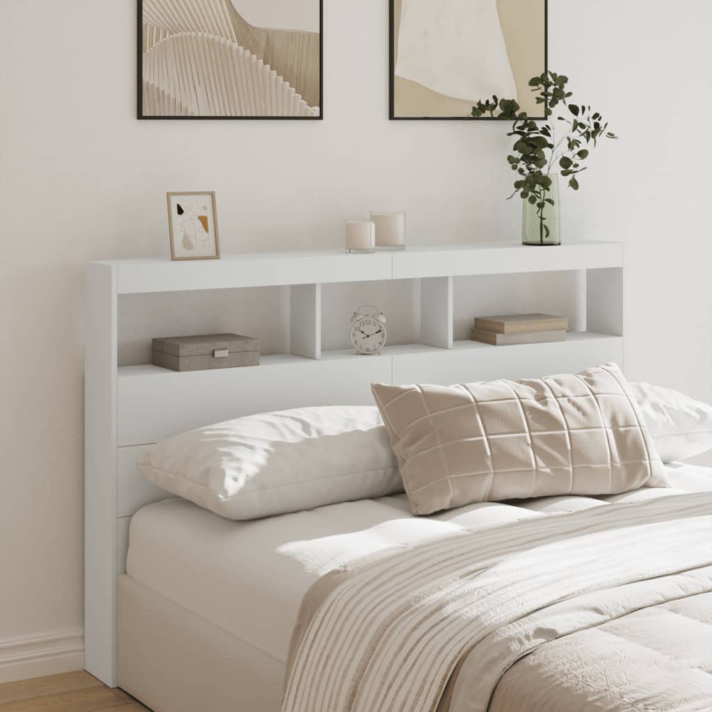 Hodegavl skap med LED hvit 160x17x102 cm