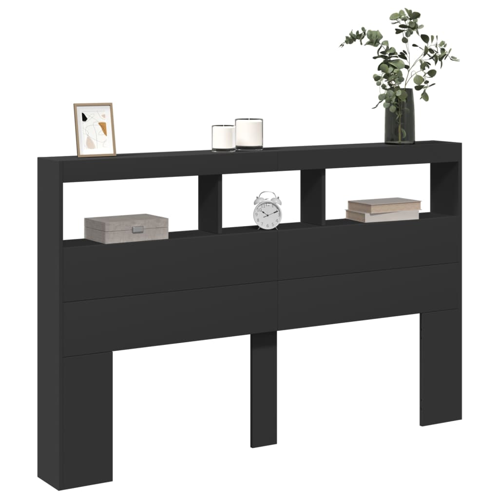 Hodegavl skap med LED svart 160x17x102 cm