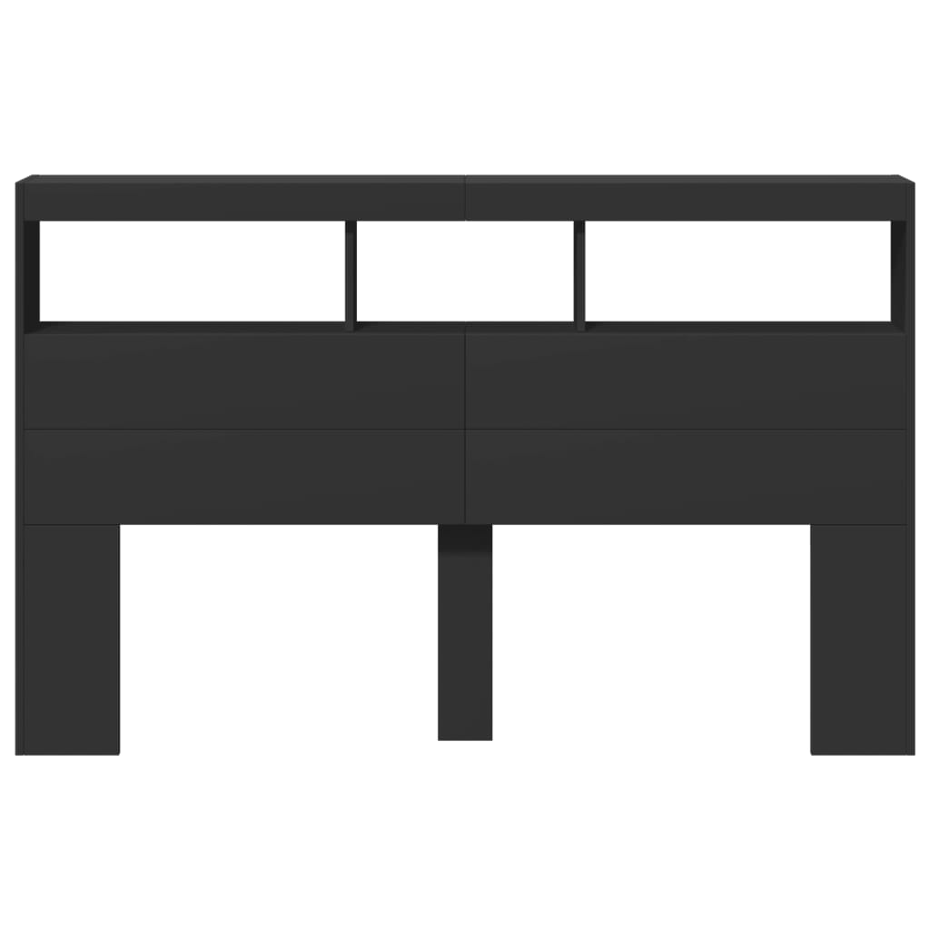 Hodegavl skap med LED svart 160x17x102 cm