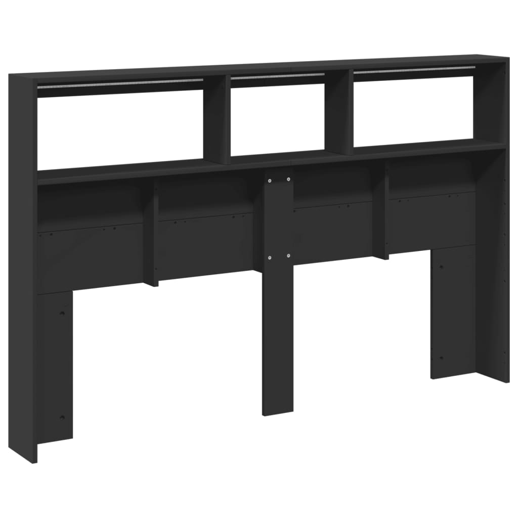 Hodegavl skap med LED svart 160x17x102 cm
