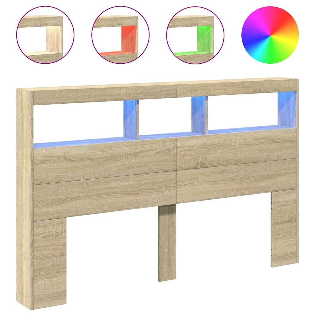 Hodegavl skap med LED sonoma eik 160x17x102 cm