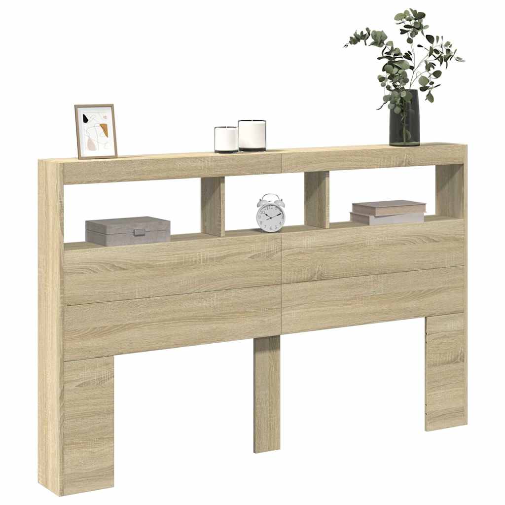 Hodegavl skap med LED sonoma eik 160x17x102 cm