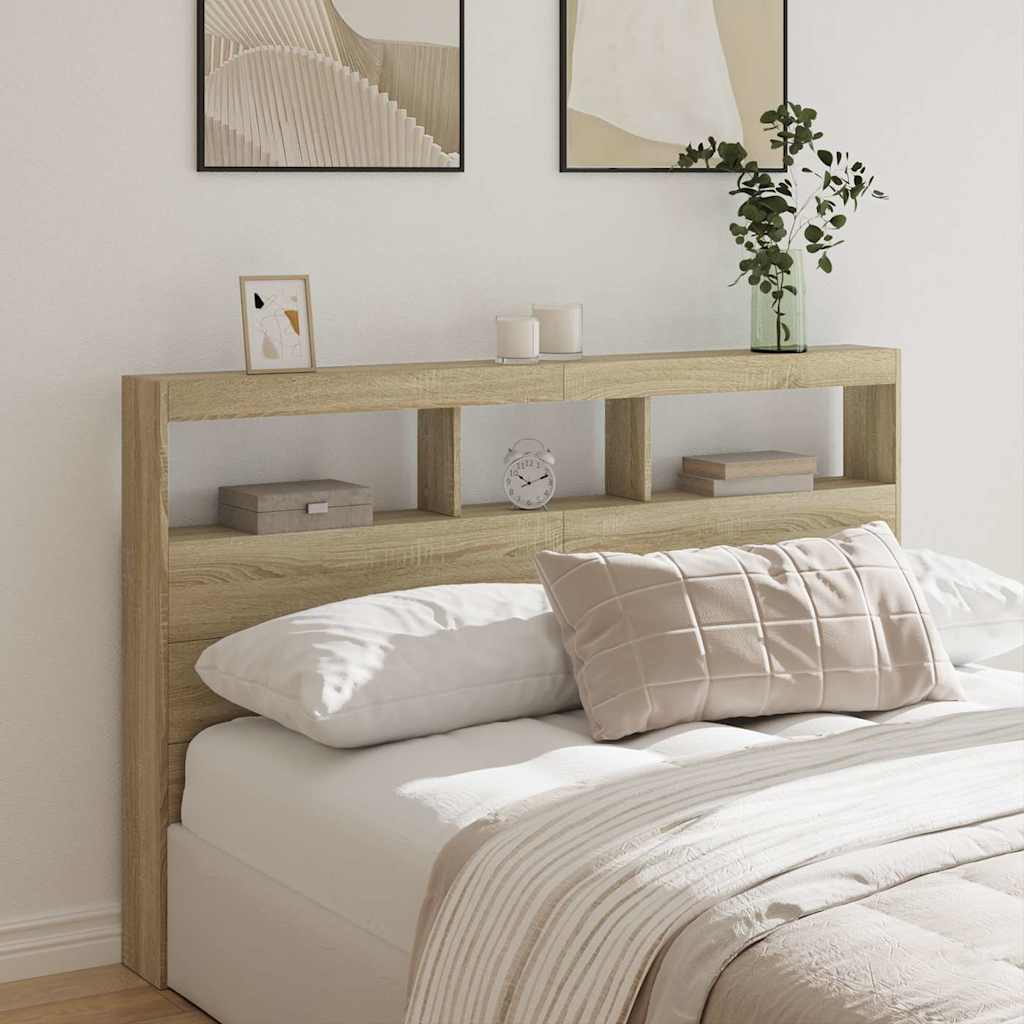 Hodegavl skap med LED sonoma eik 160x17x102 cm