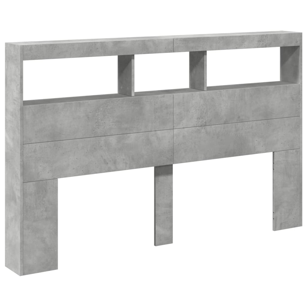 Hodegavl skap med LED betonggrå 160x17x102 cm