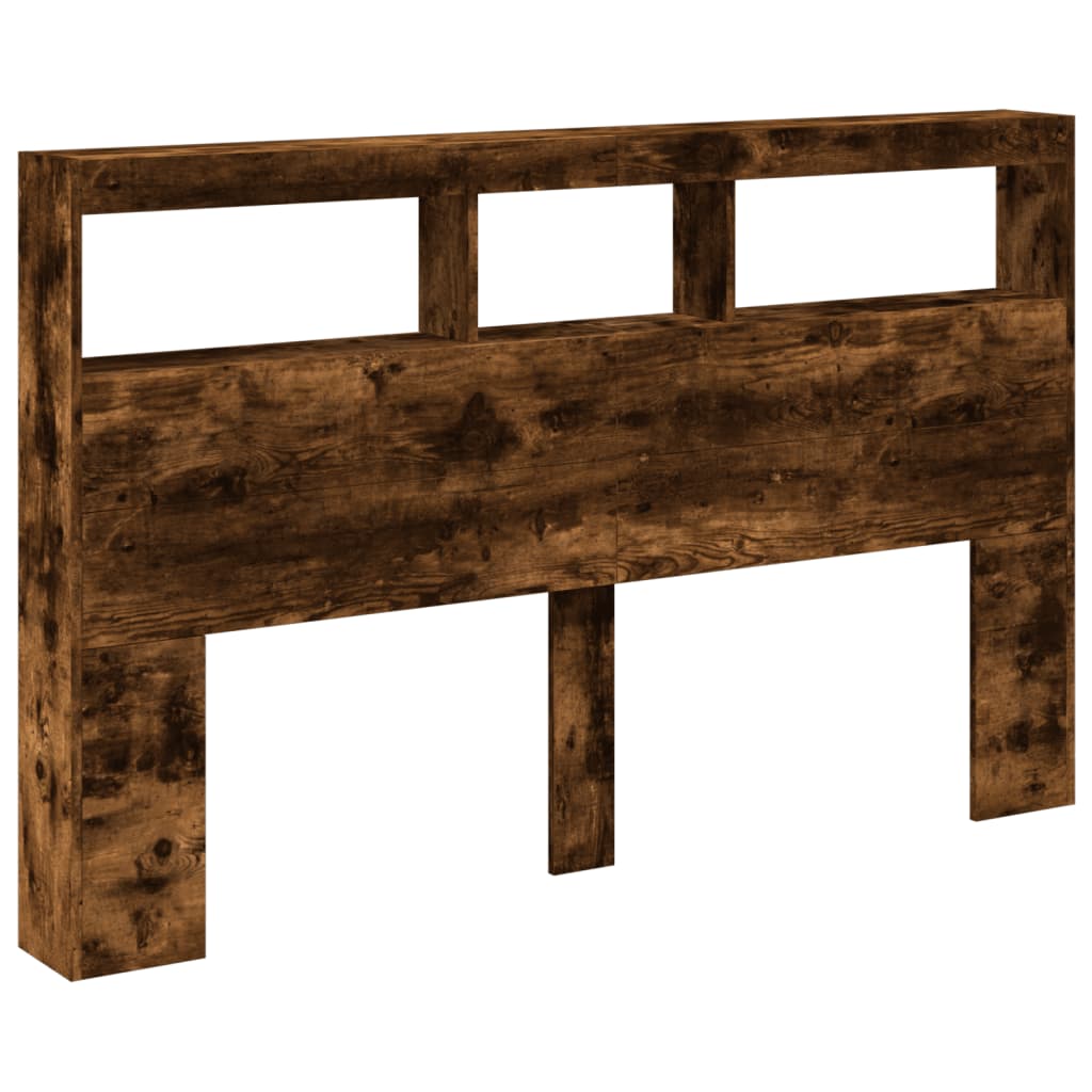 Hodegavl skap med LED røkt eik 160x17x102 cm