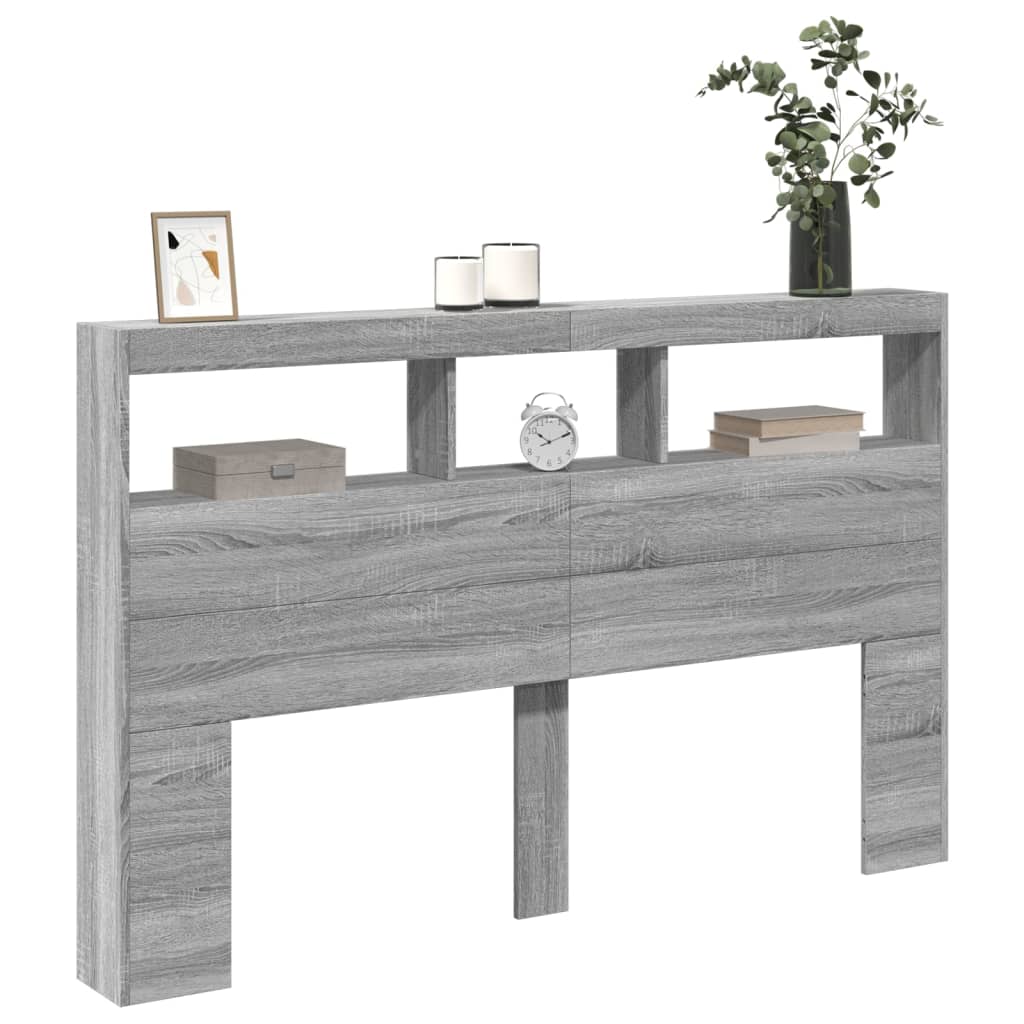 Hodegavl skap med LED grå sonoma 160x17x102 cm