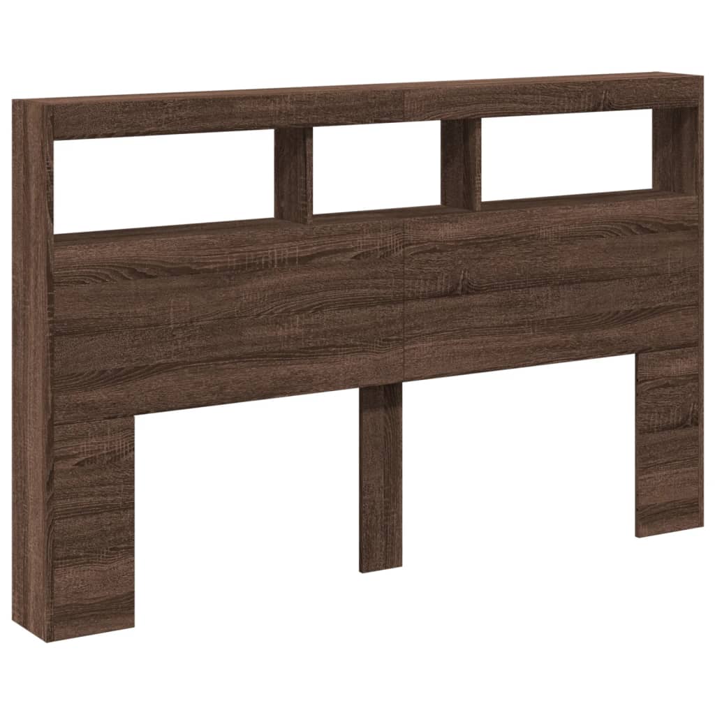 Hodegavl skap med LED brun eik 160x17x102 cm