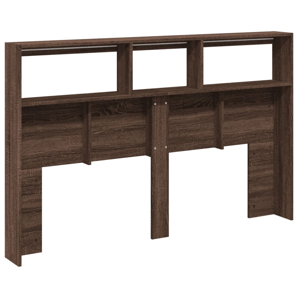 Hodegavl skap med LED brun eik 160x17x102 cm