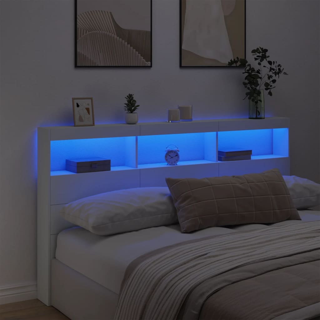Hodegavl skap med LED hvit 180x17x102 cm