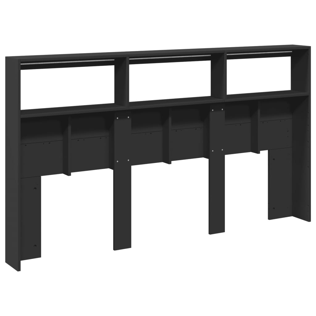 Hodegavl skap med LED svart 180x17x102 cm