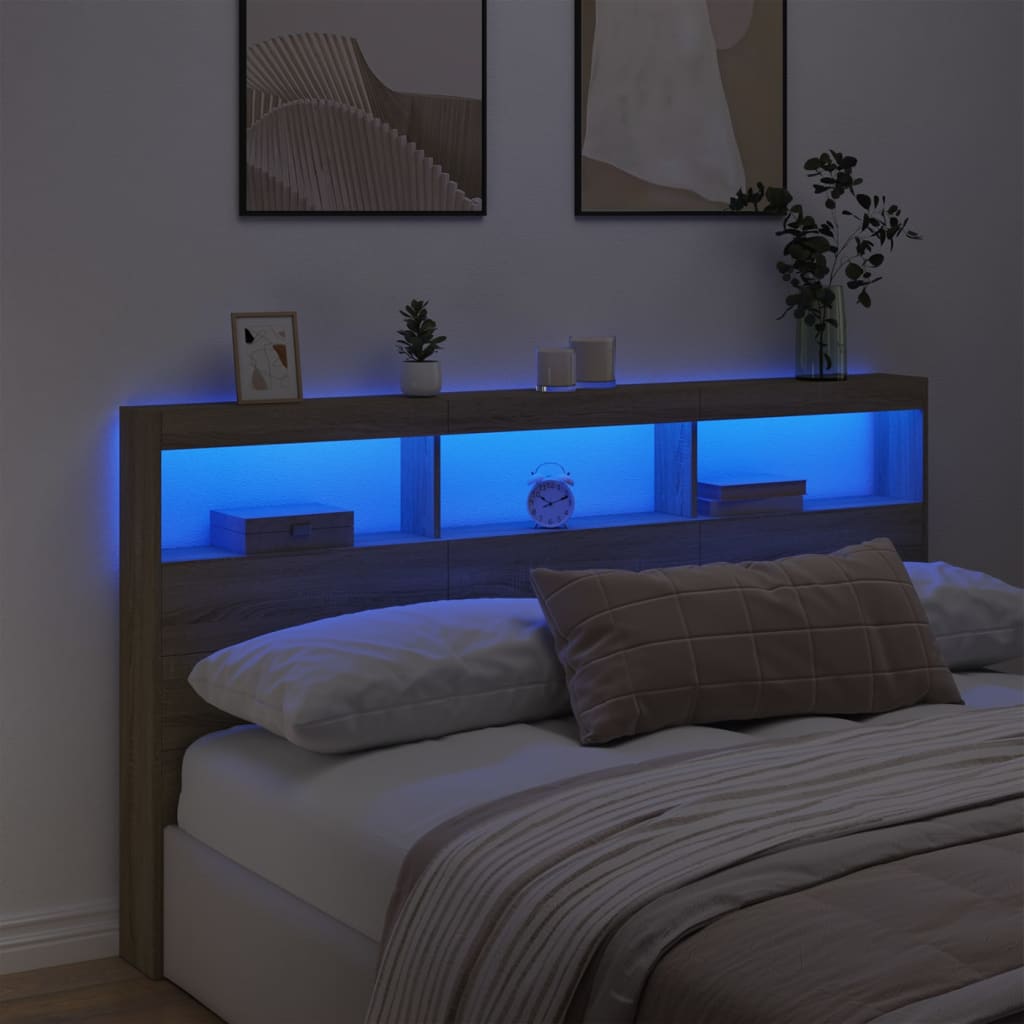 Hodegavl skap med LED sonoma eik 180x17x102 cm