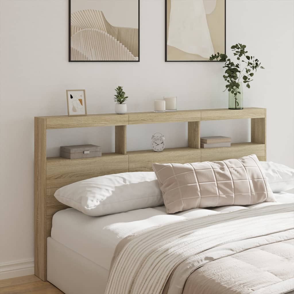 Hodegavl skap med LED sonoma eik 180x17x102 cm