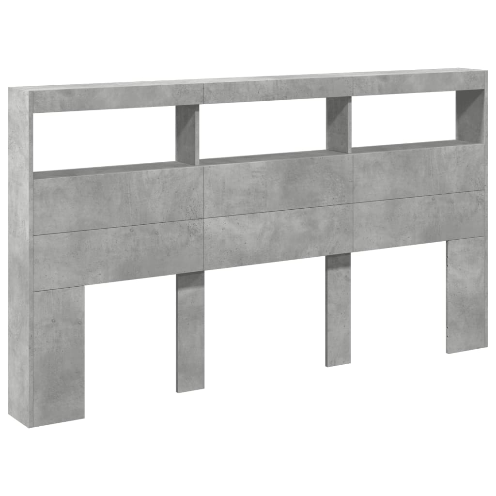 Hodegavl skap med LED betonggrå 180x17x102 cm