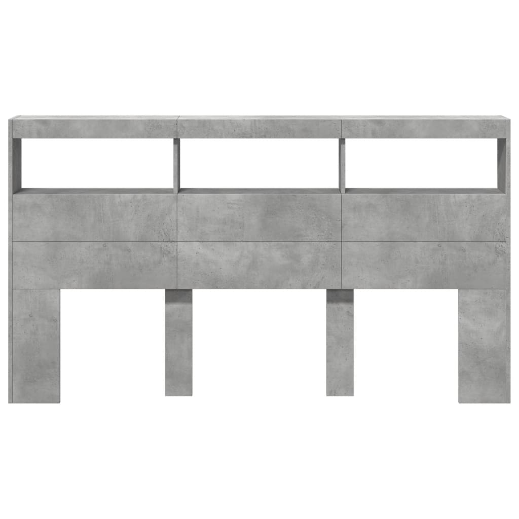 Hodegavl skap med LED betonggrå 180x17x102 cm