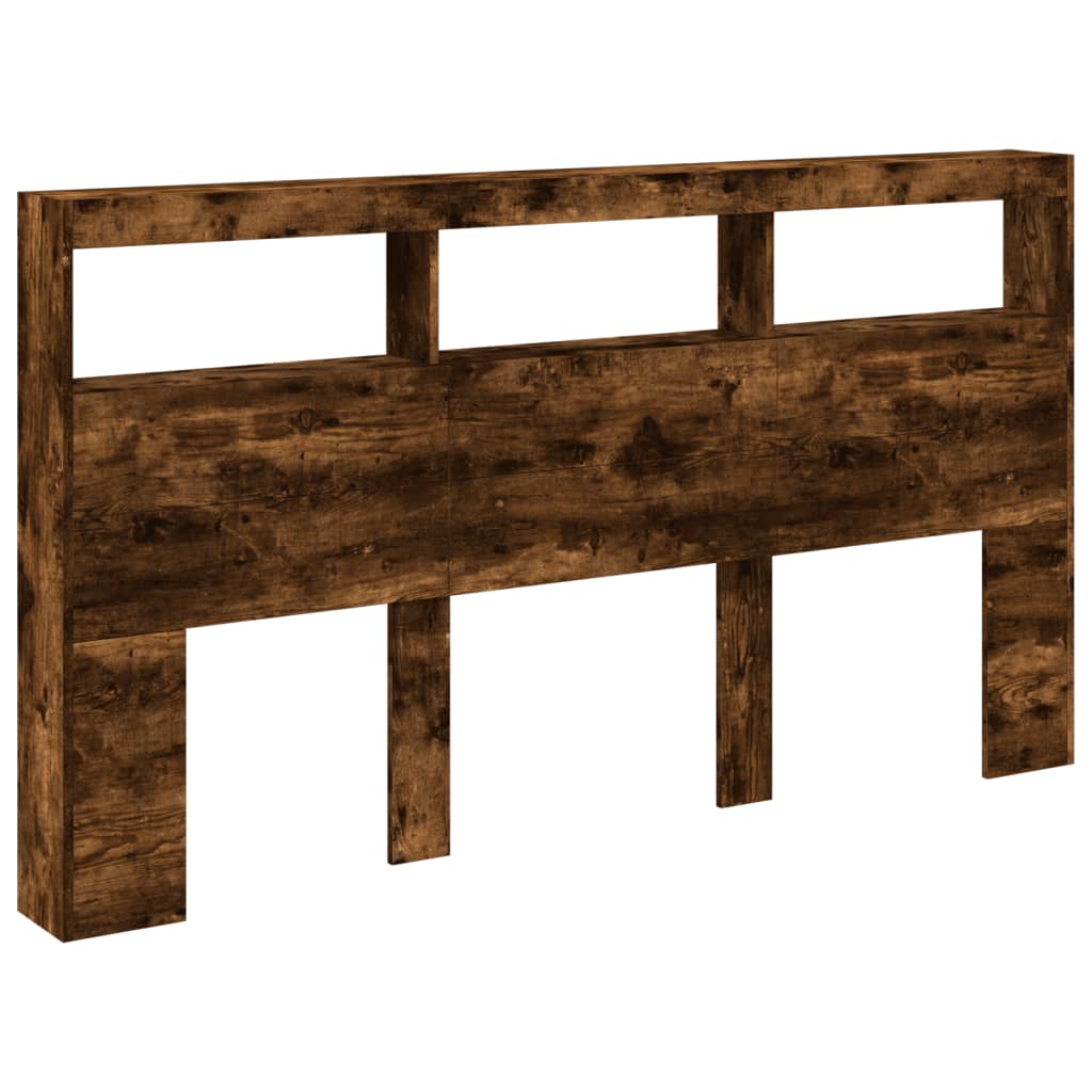 Hodegavl skap med LED røkt eik 180x17x102 cm