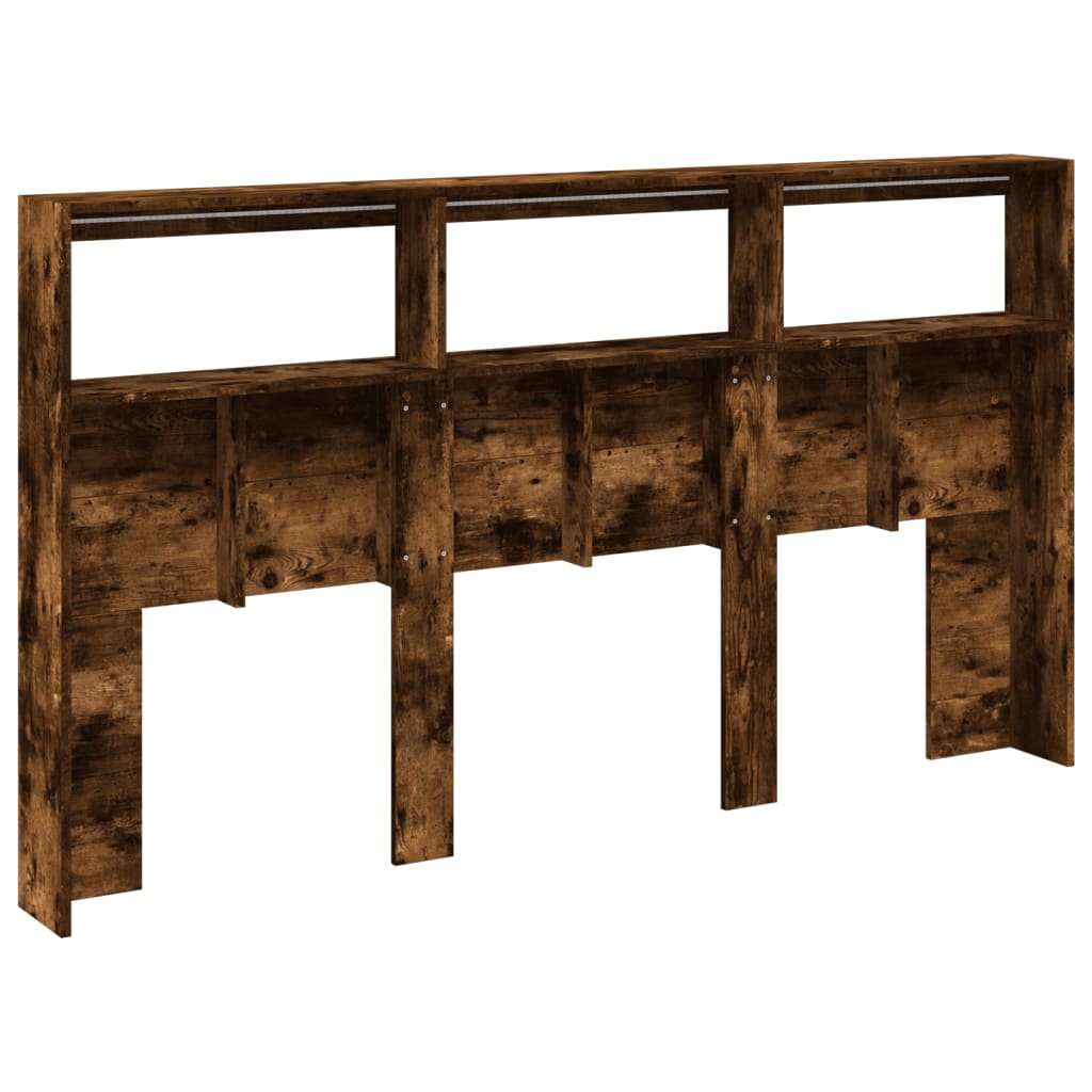 Hodegavl skap med LED røkt eik 180x17x102 cm