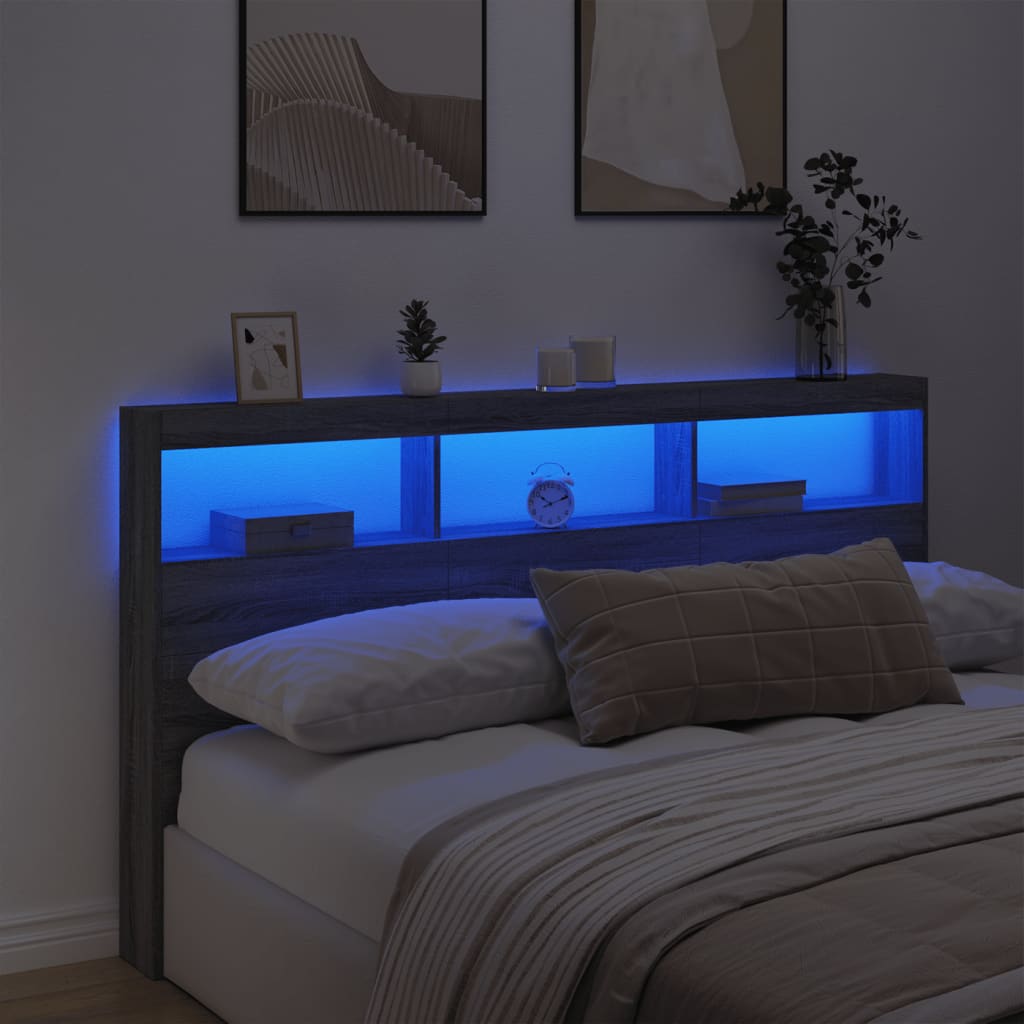 Hodegavl skap med LED grå sonoma 180x17x102 cm