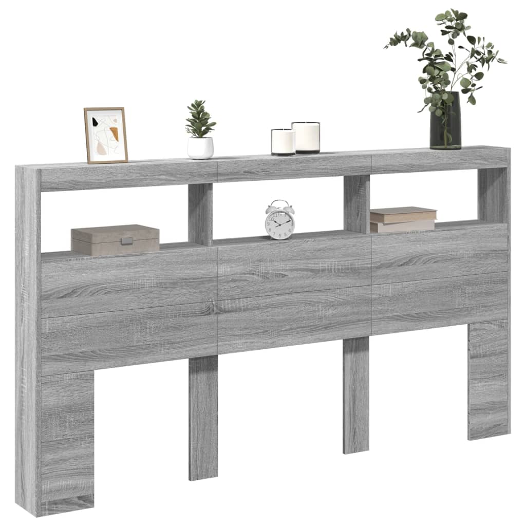 Hodegavl skap med LED grå sonoma 180x17x102 cm