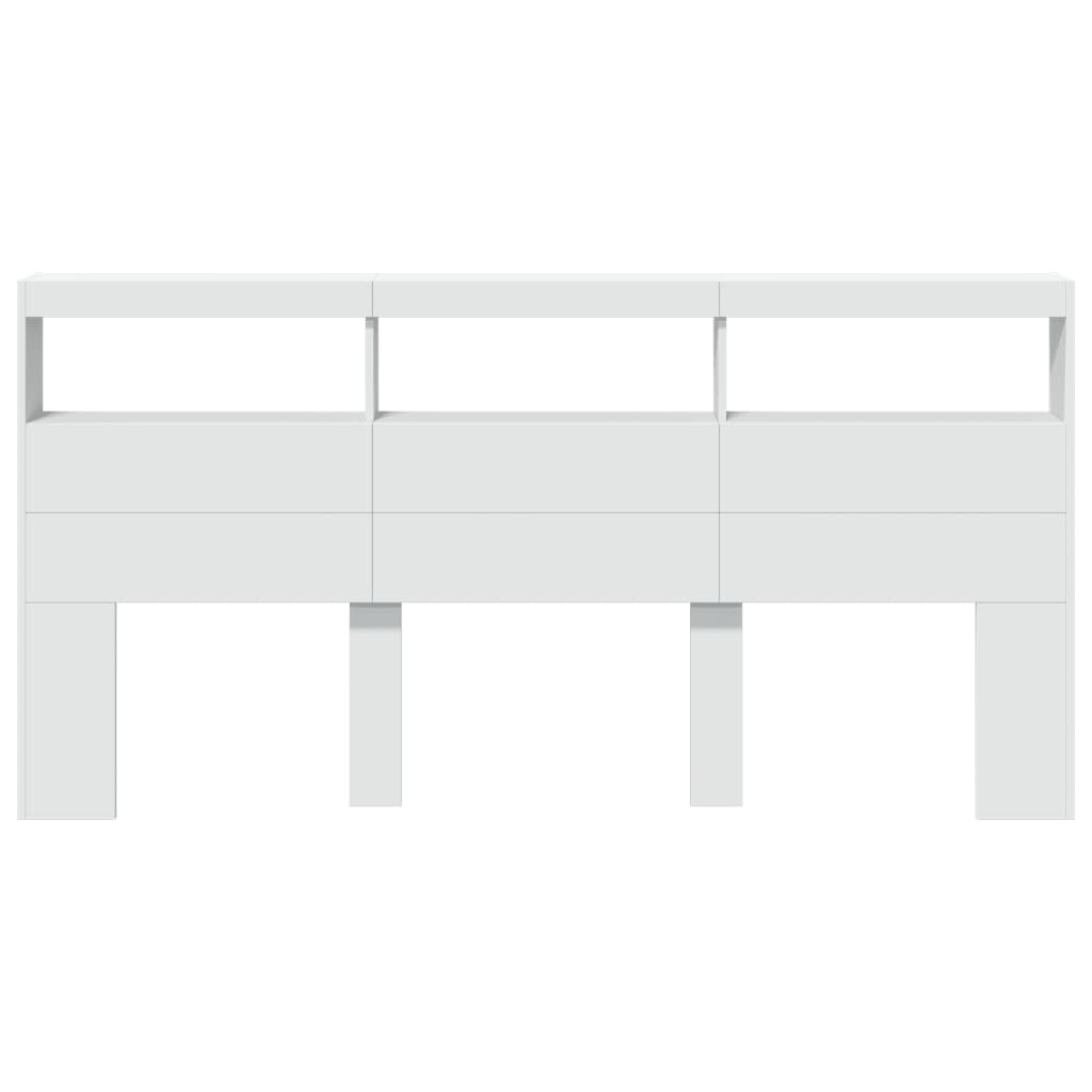Hodegavl skap med LED hvit 200x17x102 cm