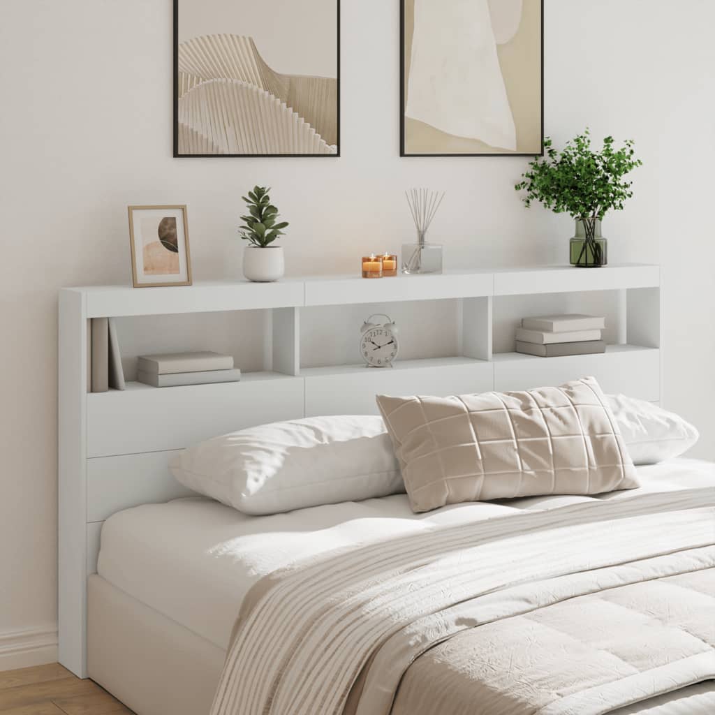 Hodegavl skap med LED hvit 200x17x102 cm