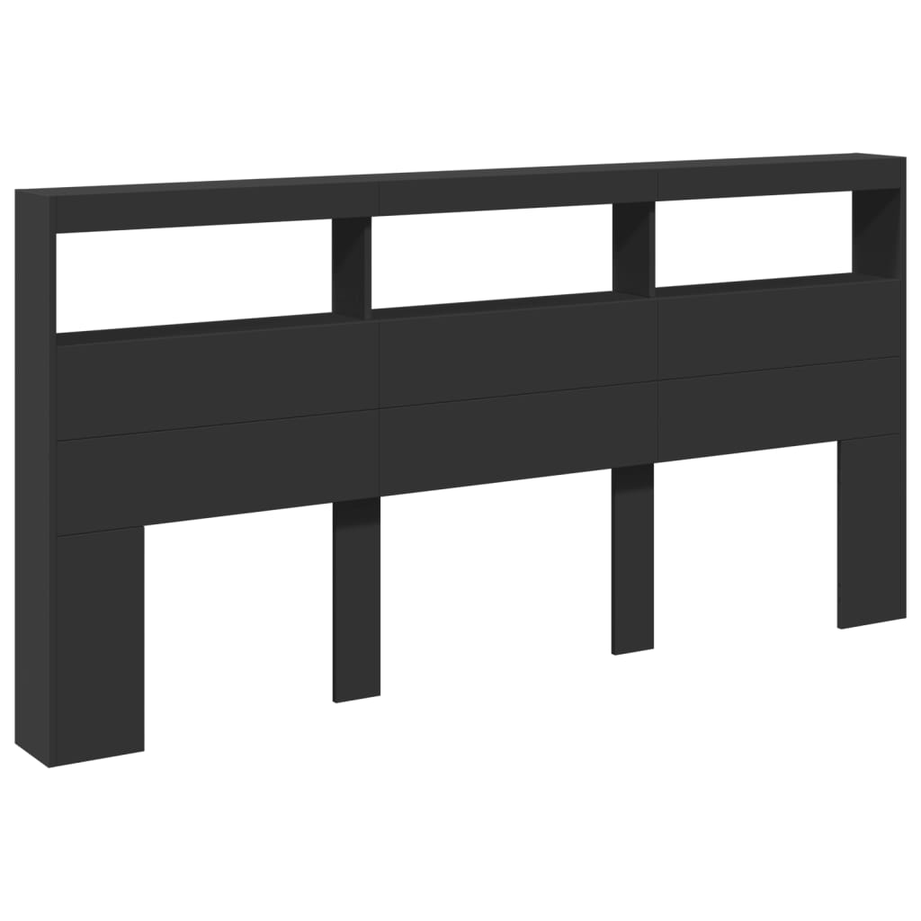 Hodegavl skap med LED svart 200x17x102 cm