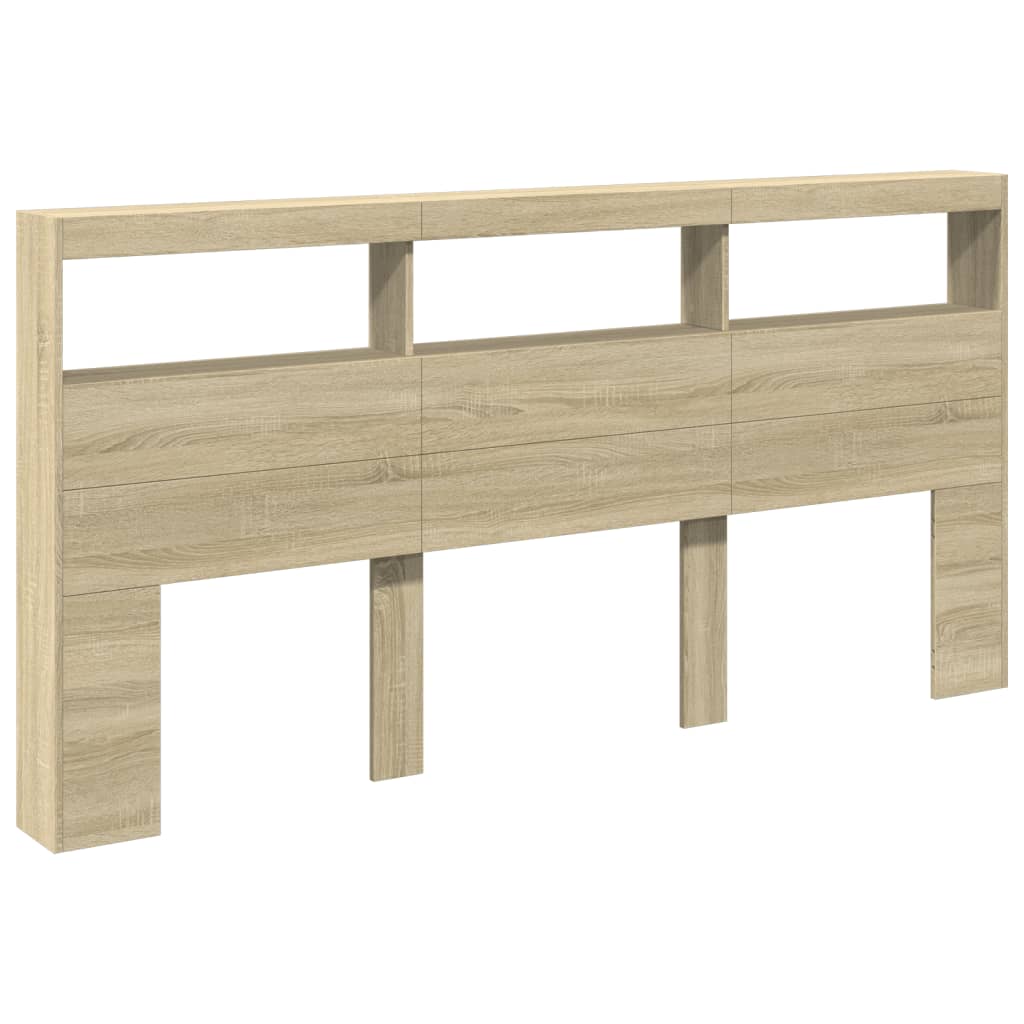 Hodegavl skap med LED sonoma eik 200x17x102 cm