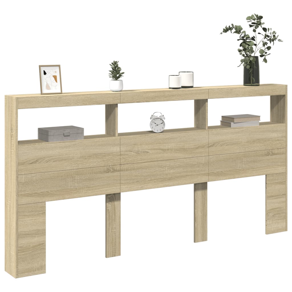 Hodegavl skap med LED sonoma eik 200x17x102 cm