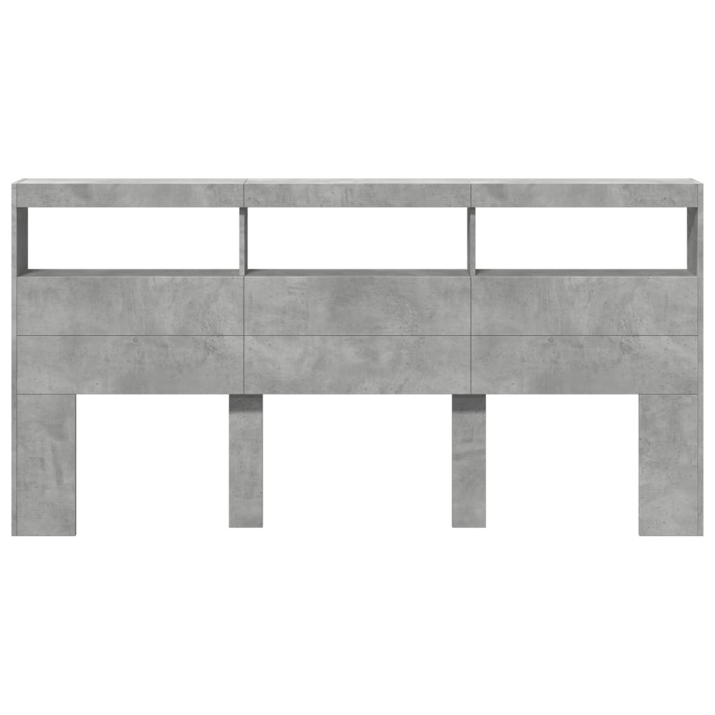 Hodegavl skap med LED betonggrå 200x17x102 cm
