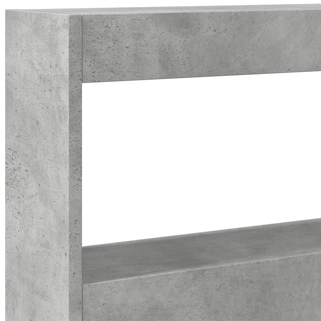 Hodegavl skap med LED betonggrå 200x17x102 cm