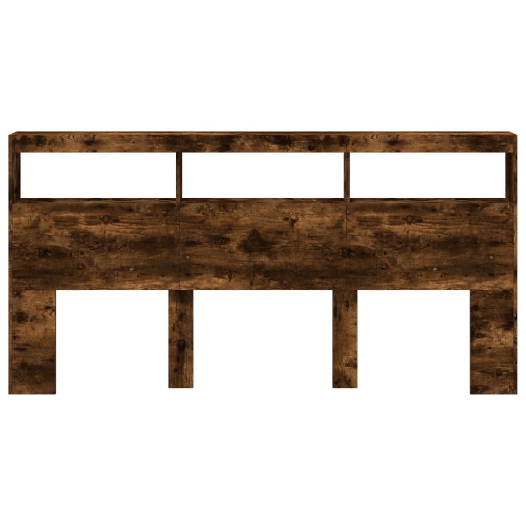 Hodegavl skap med LED røkt eik 200x17x102 cm