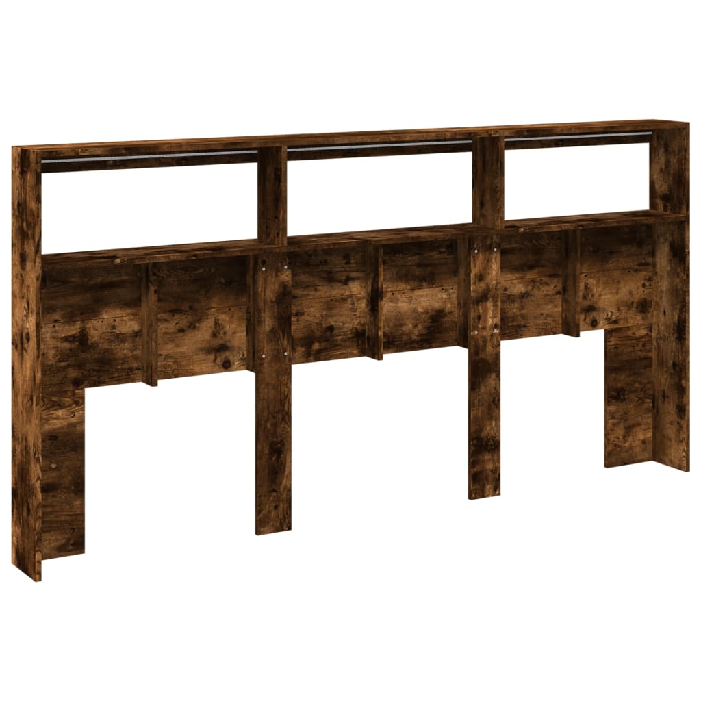 Hodegavl skap med LED røkt eik 200x17x102 cm