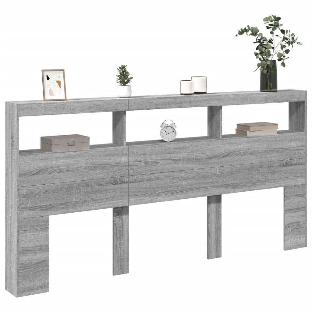 Hodegavl skap med LED grå sonoma 200x17x102 cm
