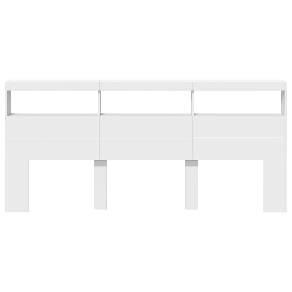 Hodegavl skap med LED hvit 220x17x102 cm