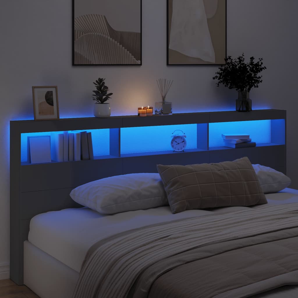 Hodegavl skap med LED svart 220x17x102 cm