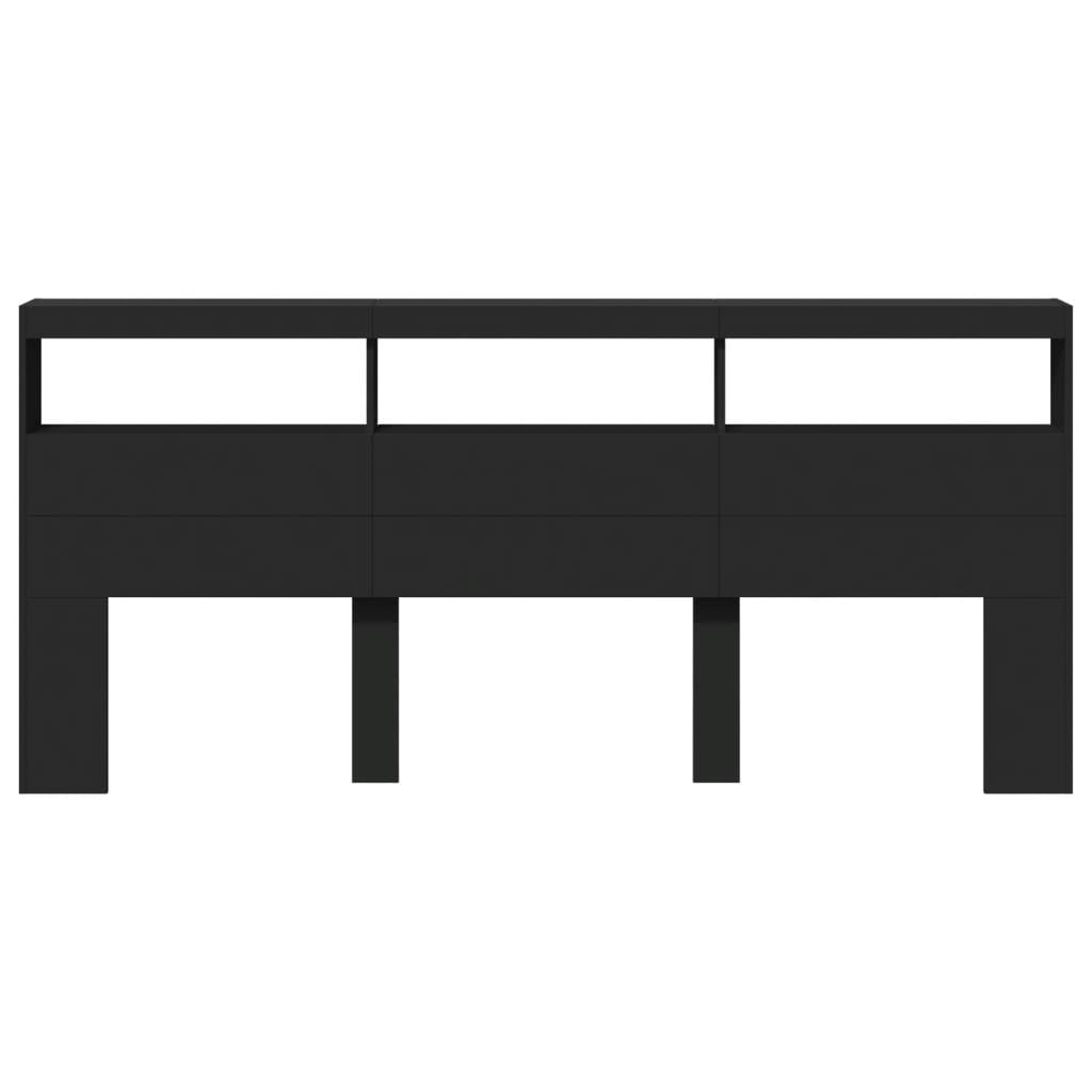 Hodegavl skap med LED svart 220x17x102 cm