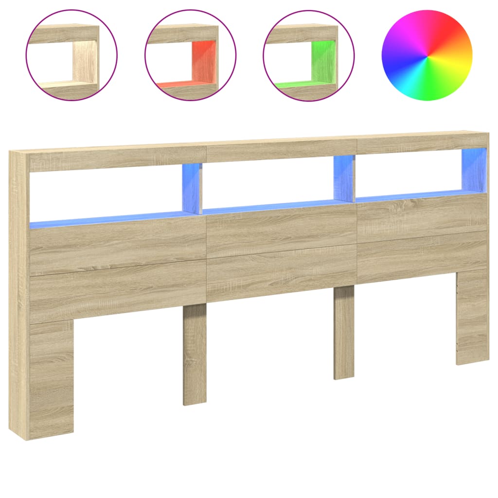 Hodegavl skap med LED sonoma eik 220x17x102 cm