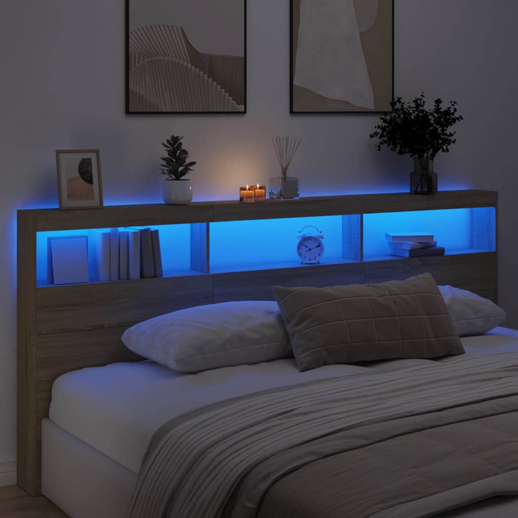 Hodegavl skap med LED sonoma eik 220x17x102 cm
