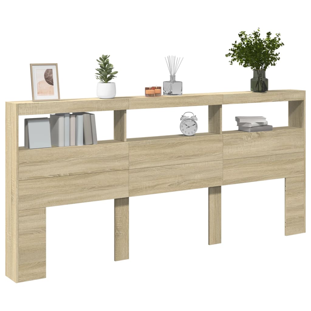 Hodegavl skap med LED sonoma eik 220x17x102 cm